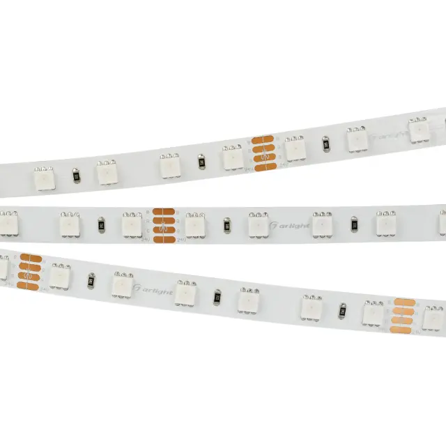 Светодиодная лента RT-B60-10mm 24V RGB (14.4 W/m, IP20, 5060, 5m)