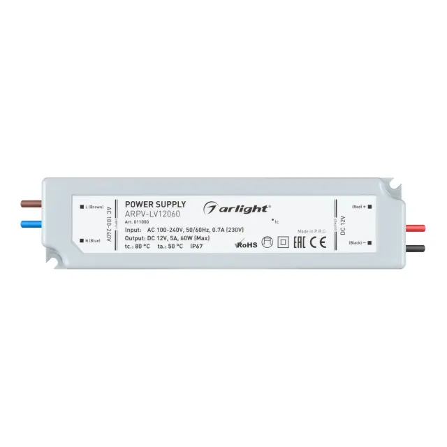 Блок питания ARPV-LV12060 (12V, 5.0A, 60W), ракурс 2
