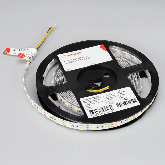 Светодиодная лента RT-B60-12mm 12V White-MIX (14.4 W/m, IP20, 5060, 5m), ракурс 2