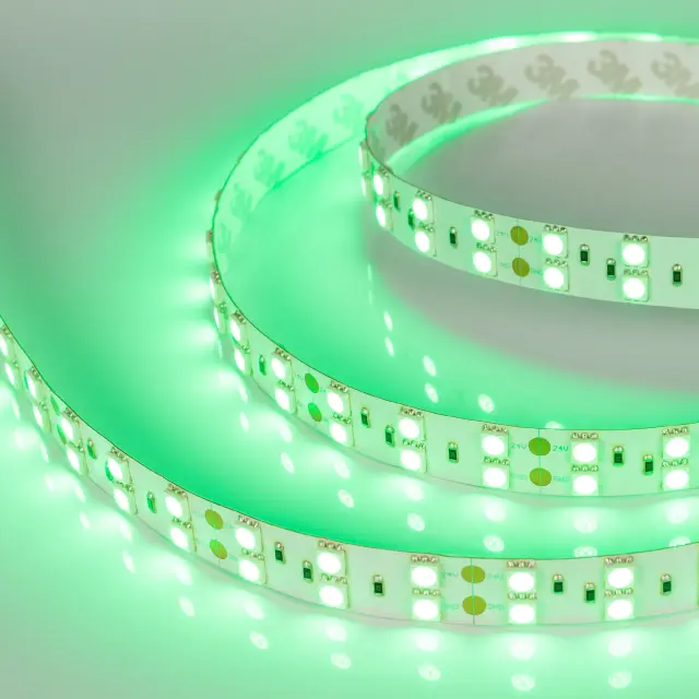 Светодиодная лента RT 2-5000 24V Green 2x2 (5060, 600 LED, LUX), ракурс 3