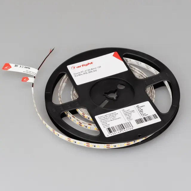 Светодиодная лента RT-A120-8mm 12V White6000 (9.6 W/m, IP20, 2835, 5m), ракурс 3