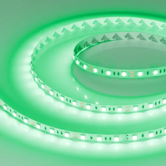 Светодиодная лента RT-B60-10mm 12V Green (14.4 W/m, IP20, 5060, 5m), ракурс 3