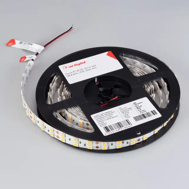 Светодиодная лента RT-B120-15mm 24V Cool 8K (28.8 W/m, IP20, 5060, 5m), ракурс 2