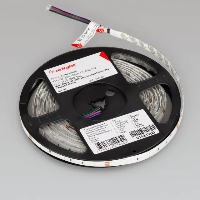 Светодиодная лента герметичная RTW-SE-B30-10mm 12V RGB (7.2 W/m, IP65, 5060, 5m), ракурс 2