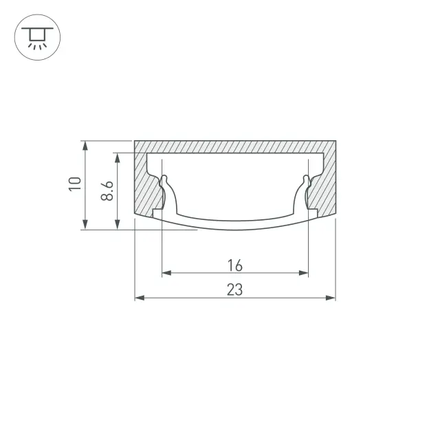 Профиль с экраном ALU-WIDE-H8-2000 ANOD+FROST, ракурс 3