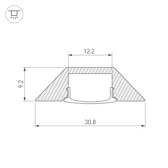 Профиль с экраном ALU-CORNER-2000 ANOD+FROST, ракурс 3