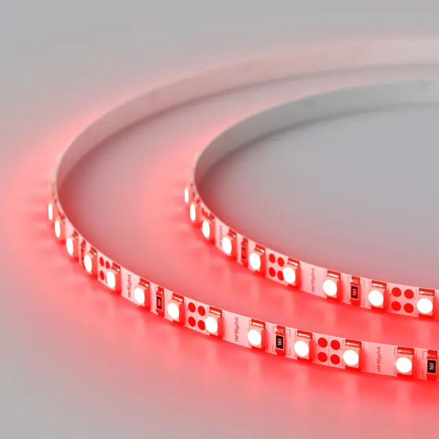 Светодиодная лента RT-A120-5mm 12V Red (9.6 W/m, IP20, 2835, 5m), ракурс 4