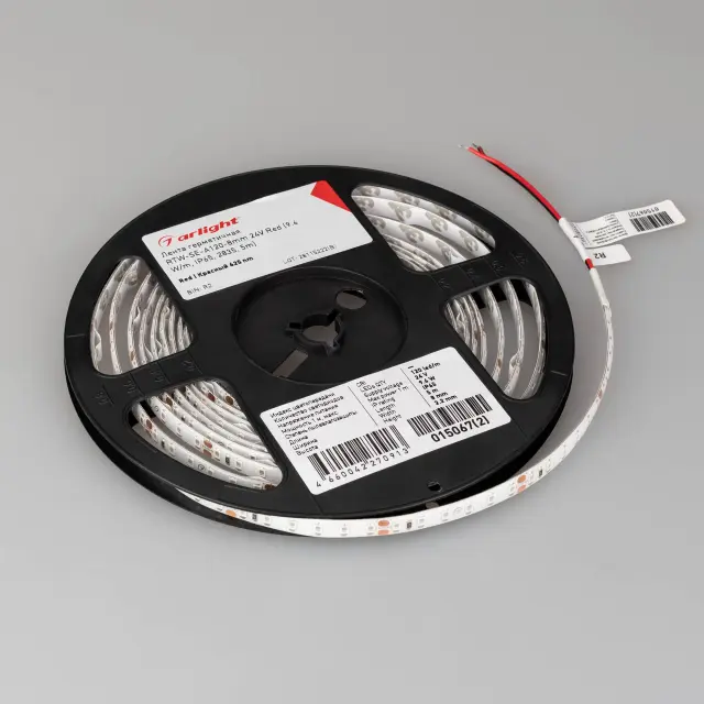 Светодиодная лента герметичная RTW-SE-A120-8mm 24V Red (9.6 W/m, IP65, 2835, 5m), ракурс 2