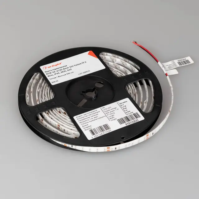 Светодиодная лента герметичная RTW-SE-A120-8mm 24V Yellow (9.6 W/m, IP65, 2835, 5m), ракурс 2