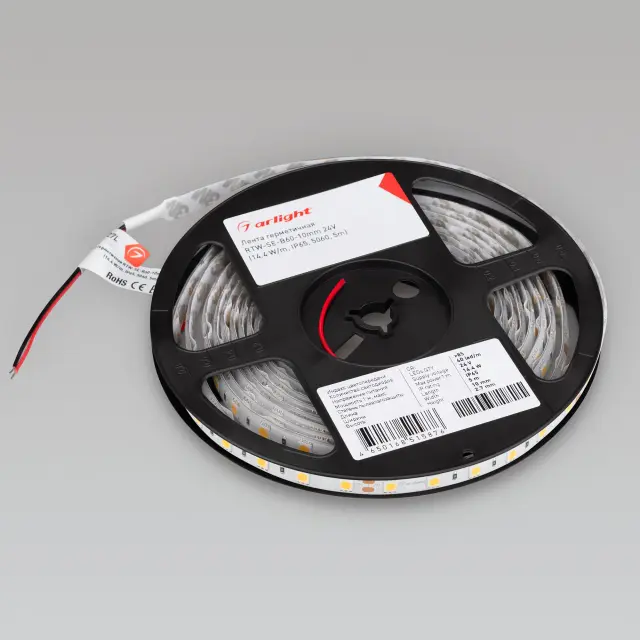 Светодиодная лента герметичная RTW-SE-B60-10mm 24V Warm3000 (14.4 W/m, IP65, 5m), ракурс 3