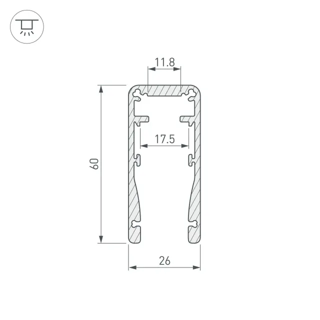 Профиль ALU-HANDRAIL-2000 FOR GLASS 17.5, ракурс 3