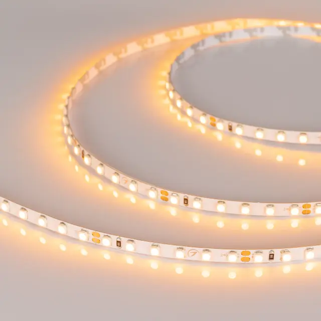 Светодиодная лента RT-A120-5mm 24V Yellow (9.6 W/m, IP20, 2835, 5m)