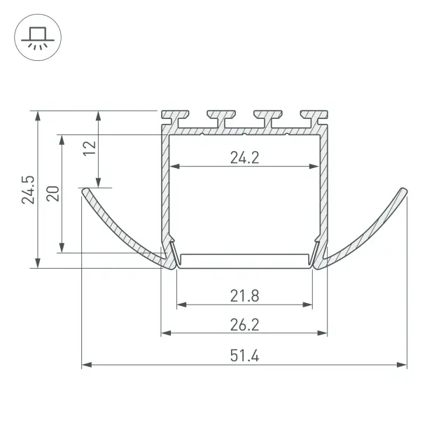 Профиль PLS-LOCK-H25-FA-2000 ANOD, ракурс 3