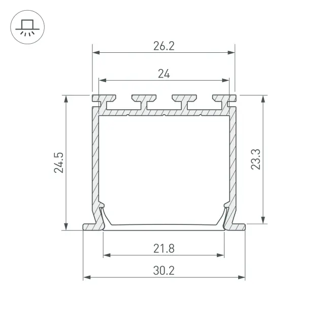 Профиль PLS-LOCK-H25-FS-2000 ANOD, ракурс 3