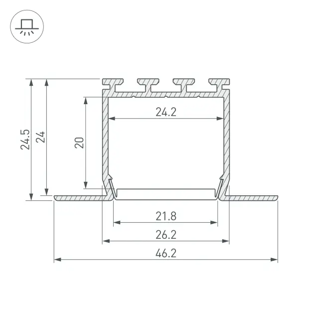 Профиль PLS-LOCK-H25-FM-2000 ANOD, ракурс 3