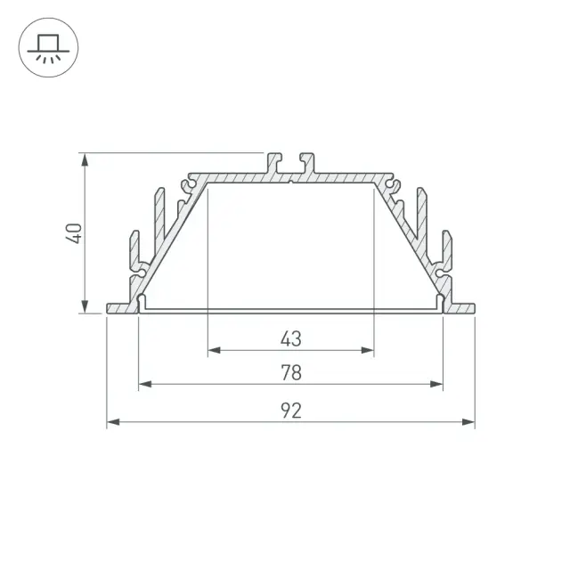 Профиль с экраном ALU-POWER-RW80F-2000 ANOD+FROST, ракурс 3