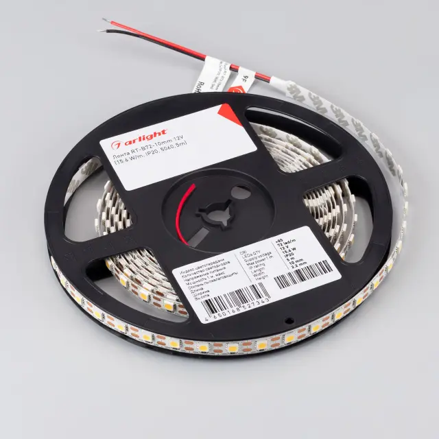 Светодиодная лента RT-B72-10mm 12V Day4000-CX1 (15.6 W/m, IP20, 5060, 5m), ракурс 2