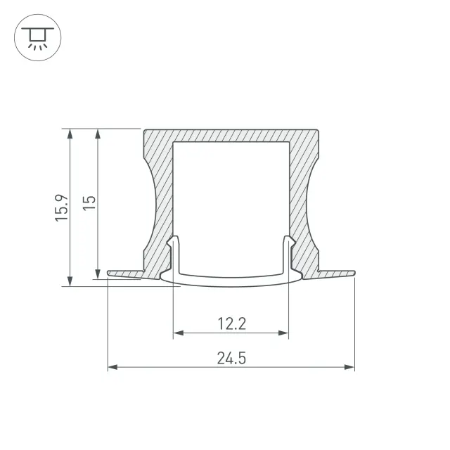 Профиль с экраном ALU-SLIM-H15-F-2000 ANOD+FROST, ракурс 4
