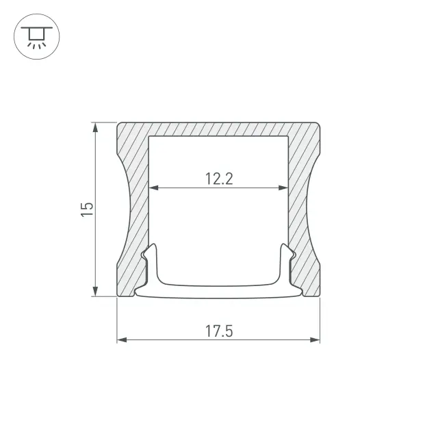 Профиль с экраном ALU-SLIM-H15-2000 ANOD+FROST, ракурс 3
