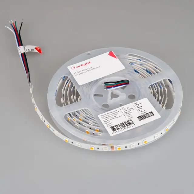 Светодиодная лента RT-B60-10mm 24V RGBW-White (14.4 W/m, IP20, 5060, 5m), ракурс 4