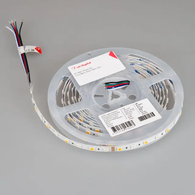 Светодиодная лента RT-B60-10mm 24V RGBW-Warm (14.4 W/m, IP20, 5m), ракурс 5