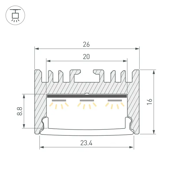 Профиль ARH-LINE-1726-2000 ANOD, ракурс 3