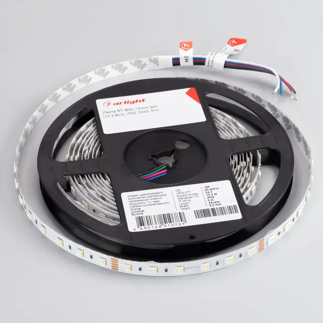 Светодиодная лента RT-B60-12mm 24V RGBW-Day-4-in-1 (19.2 W/m, IP20, 5060, 5m), ракурс 4