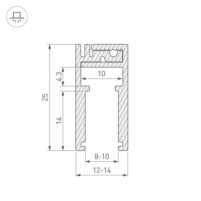 Профиль KLUS-GLASS-810-2000 ANOD, ракурс 5