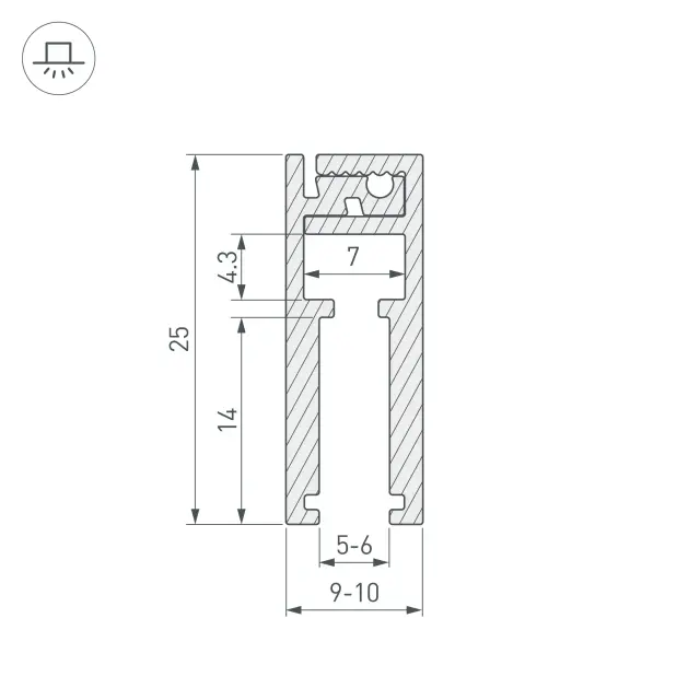 Профиль KLUS-GLASS-56-2000 ANOD, ракурс 4