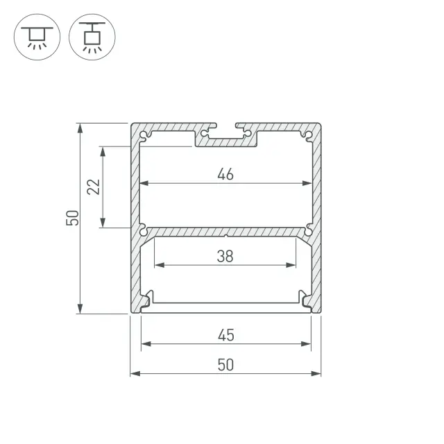 Профиль SL-LINE-5050-2000 ANOD, ракурс 5