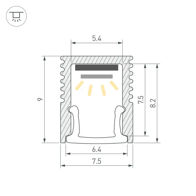 Профиль SL-MINI-8-2000 ANOD, ракурс 3