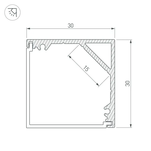 Профиль SL-KANT-H30-2000 ANOD, ракурс 5