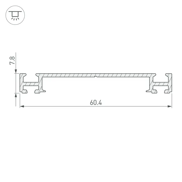 Профиль-держатель PHS-3X-BASE-H7.8-2000 ANOD, ракурс 2