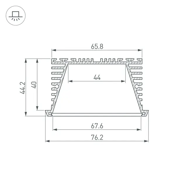 Профиль KLUS-POWER-RW70F-2000 ANOD, ракурс 3