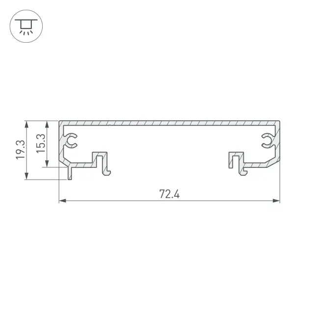 Профиль-держатель KLUS-POWER-W70-BASE-2000 ANOD, ракурс 2