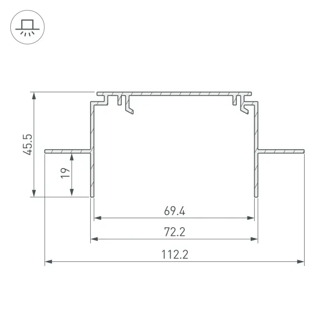 Профиль-держатель TEK-POWER-RW70F-GH16-2000, ракурс 2