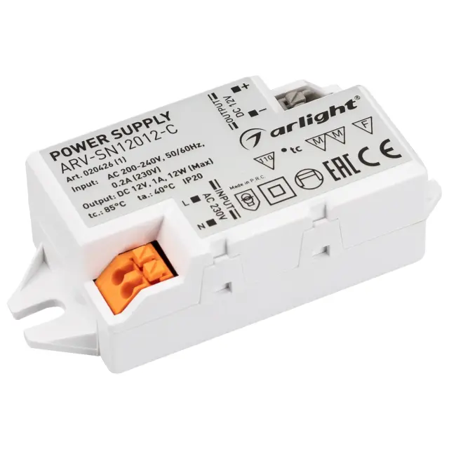 Блок питания ARV-SN12012-C (12V, 1A, 12W)