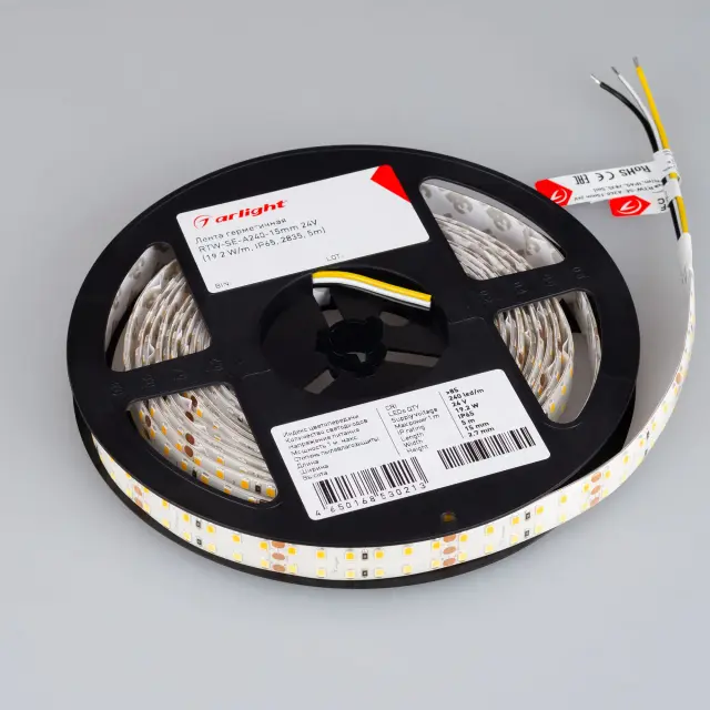 Светодиодная лента герметичная RTW-SE-A240-15mm 24V White-MIX (19.2 W/m, IP65, 2835, 5m), ракурс 5