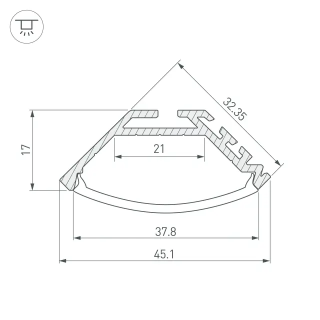 Профиль KLUS-P45-2000 ANOD, ракурс 3