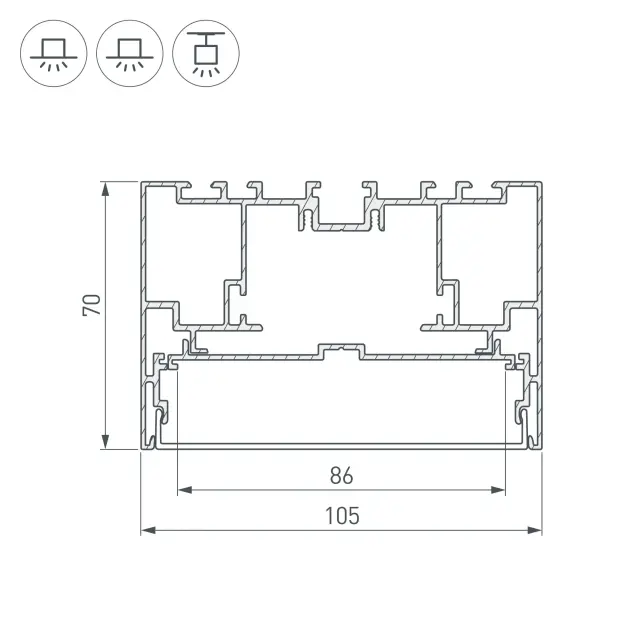 Профиль с экраном S2-LINE-10570-2500 ANOD+OPAL, ракурс 4