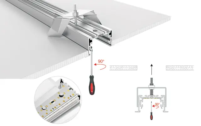 Профиль с экраном S2-LINIA55-F-2500 ANOD+OPAL, ракурс 4
