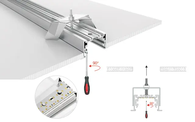 Профиль с экраном S2-LINIA69-F-2500 ANOD+OPAL, ракурс 3