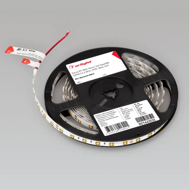 Светодиодная лента RT-B60-10mm 24V Day4000 CRI98 (14.4 W/m, IP20, 5060, 5m), ракурс 2