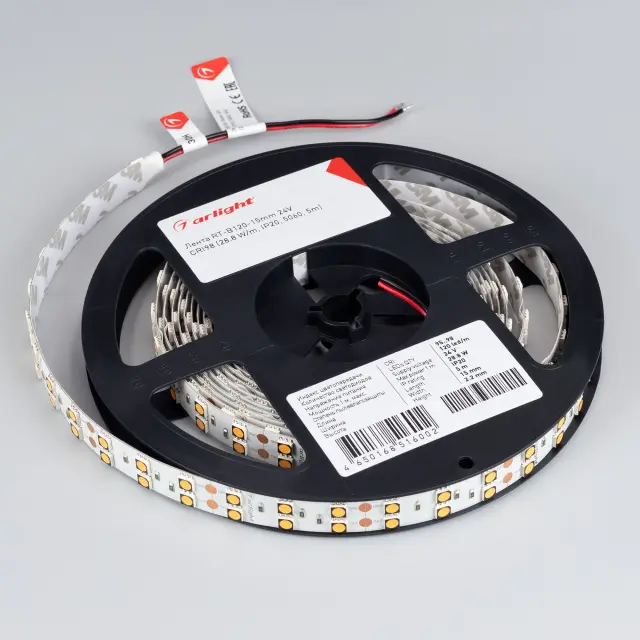 Светодиодная лента RT-B120-15mm 24V Warm3000 CRI98 (28.8 W/m, IP20, 5m), ракурс 3