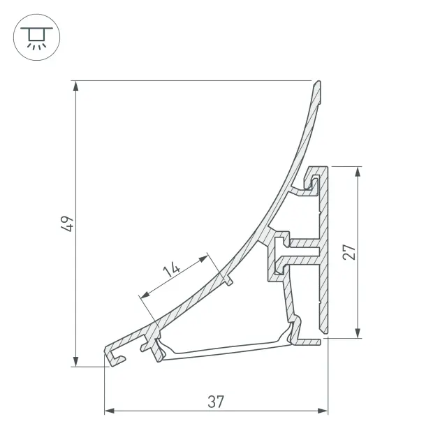 Профиль KARNIZ-R-2000 ANOD, ракурс 4