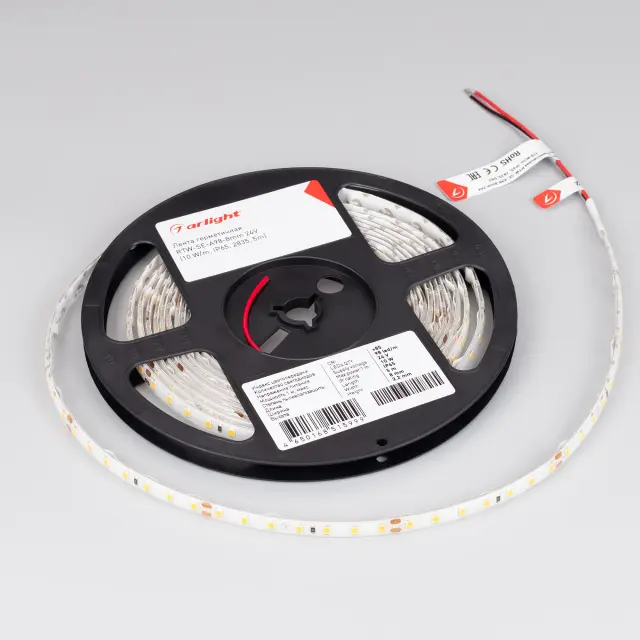 Светодиодная лента герметичная RTW-SE-A98-8mm 24V Warm3000 (10 W/m, IP65, 2835, 5m), ракурс 3