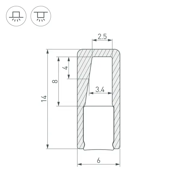 Профиль с экраном ALU-NANO-6-2000 ANOD+SILICONE, ракурс 2