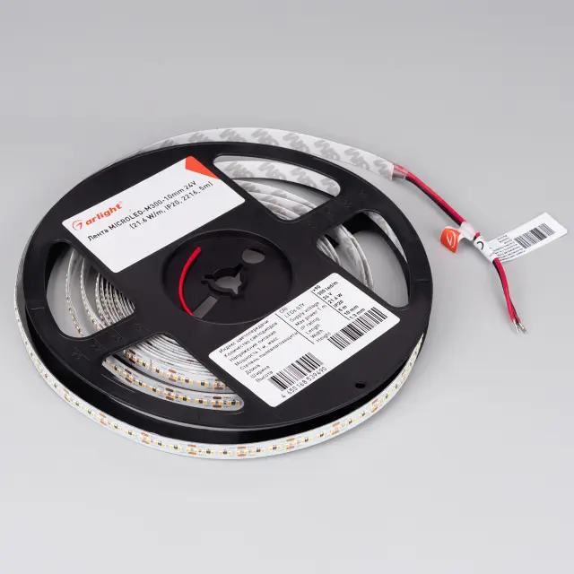 Светодиодная лента MICROLED-M300-10mm 24V Warm2700 (21.6 W/m, IP20, 2216, 5m), ракурс 3