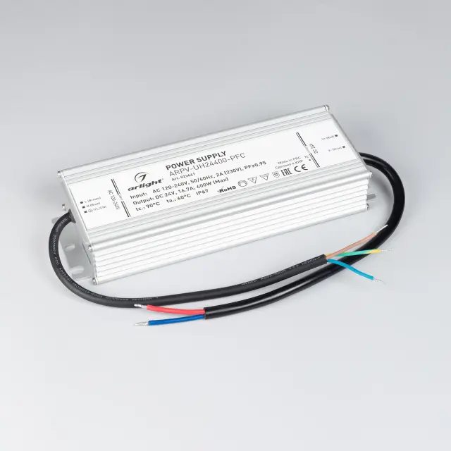 Блок питания ARPV-UH24400-PFC (24V, 16.7A, 400W), ракурс 2