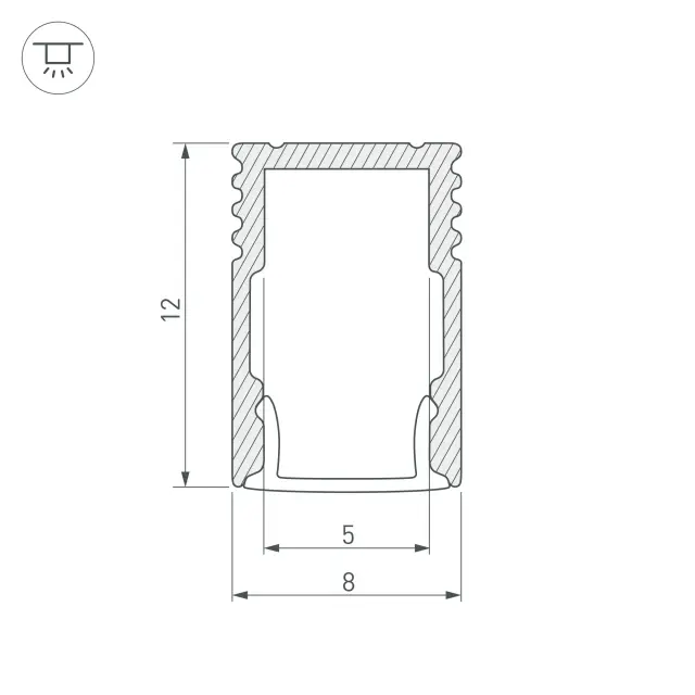 Профиль SL-MINI-8-H12-2000 ANOD, ракурс 3